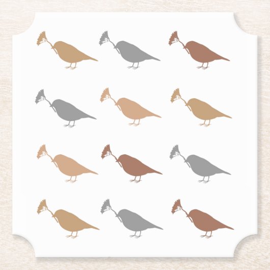 Marching Daisy Bird Design Bruin Papier Onderzette Kartonnen Onderzetters (Voorkant)