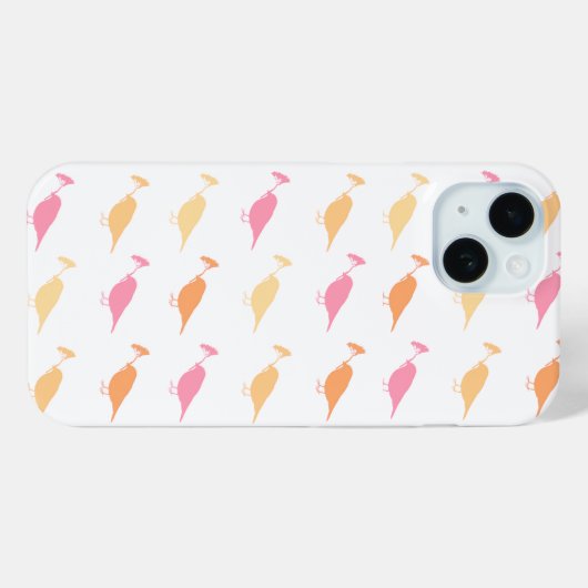 Marching Daisy Bird Design Sinaasappel Roze Case-Mate iPhone Case (Achterkant (horizontaal))
