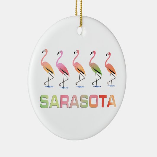Marching Flamingos Sarasota Keramisch Ornament (Rechts)