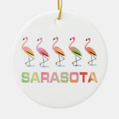 Marching Flamingos Sarasota Keramisch Ornament (Voorkant)