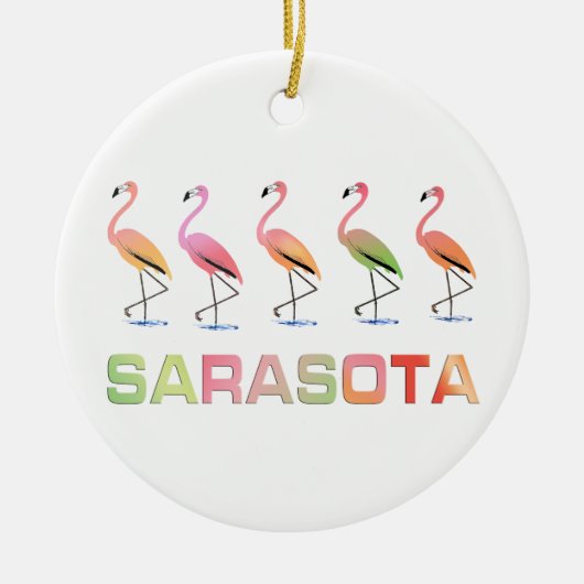 Marching Flamingos Sarasota Keramisch Ornament (Voorkant)
