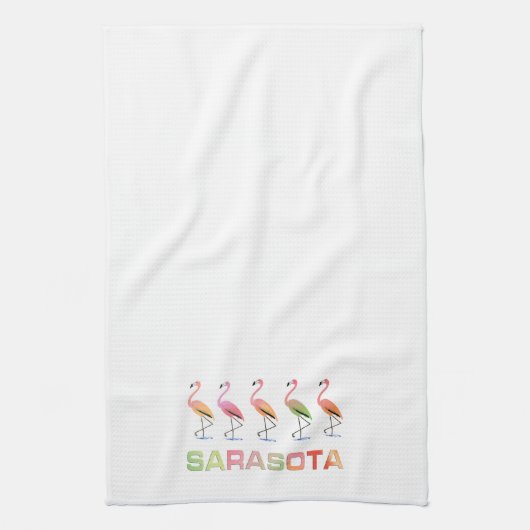 Marching Flamingos Sarasota Theedoek (Verticaal)