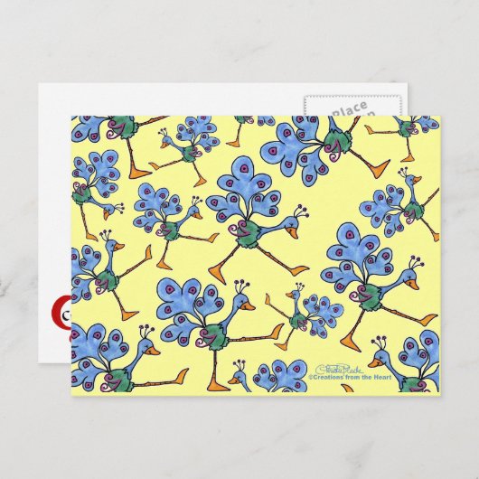 Marching Peacock collage Briefkaart (Voorkant / Achterkant)