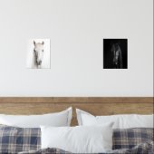 Marching zwart wit paard portretten muurkunst sets (Slaapkamer)