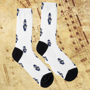 Marchingband Drummer Kater Navyblauw Goud Patroon Sokken