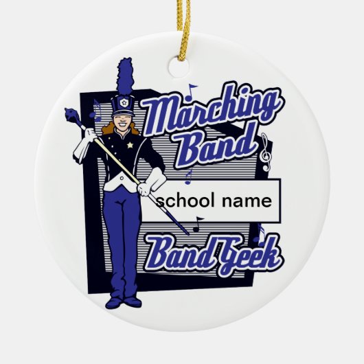 Marchingband Geek Blue Keramisch Ornament (Voorkant)