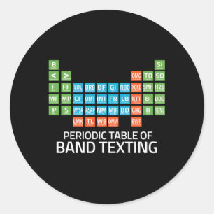 Marchingband Periodieke tabel van band sms'en Ronde Sticker