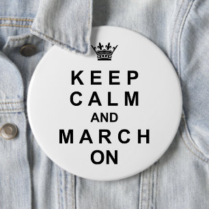Marchingstok kalm houden en maart aan ronde button 6,0 cm