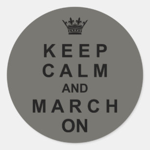 Marchingstok kalm houden en maart aan ronde sticker