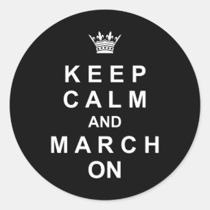 Marchingstok kalm houden en maart aan ronde sticker