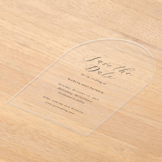 Marcia Classic Elegant Wedding Save the Date Acryl Uitnodigingen (Laagn)