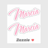 Marcia decoratieve naam in roze x2 sticker (Vel)