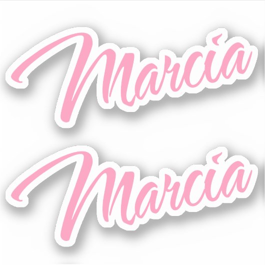 Marcia decoratieve naam in roze x2 sticker (Voorkant)