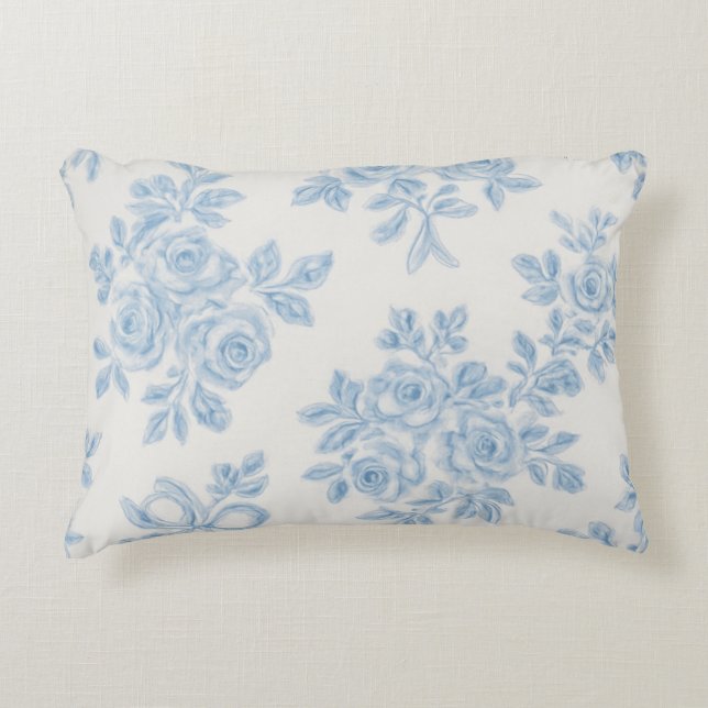 Marcie and Lour Blue Floral Accent Kussen (Voorkant)