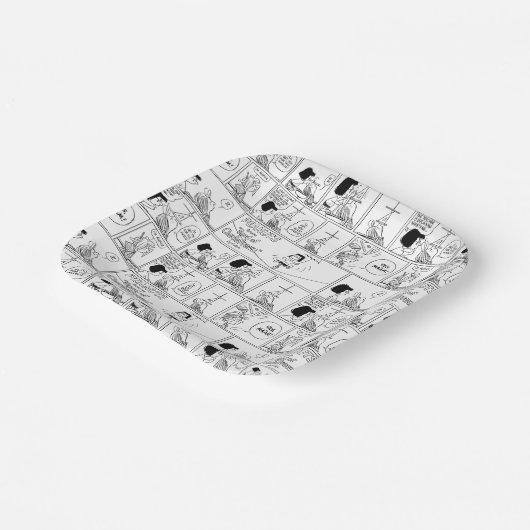 Marcie & Peppermint Patty in het klaslokaal Papieren Bordje (Gebogen)