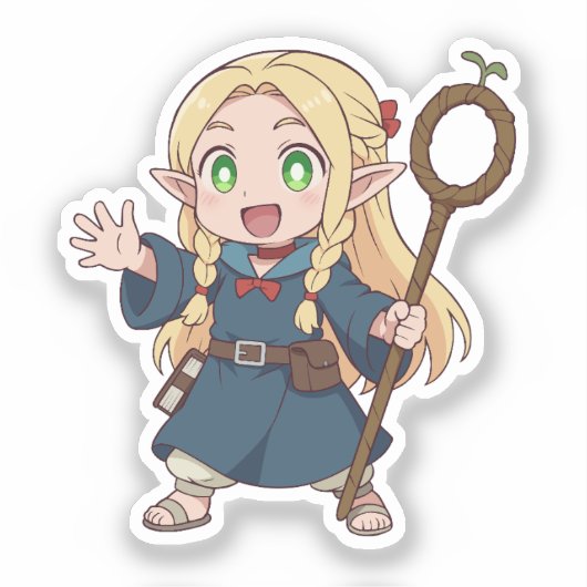 Marcille Chibi Elf Mage Sticker (Voorkant)