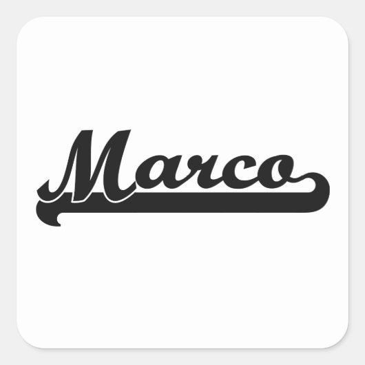 Marco Classic Retro Name Design Vierkante Sticker (Voorkant)