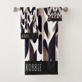 Marco Driehoek Geometrisch Bruin Grijs Patroon Bad Handdoek