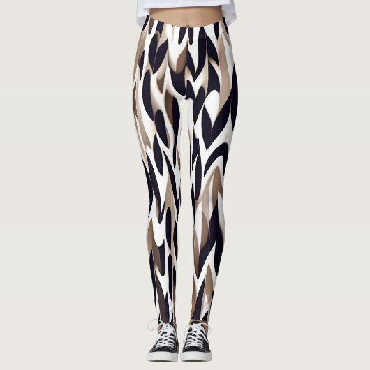 Marco Driehoek Geometrisch Bruin Grijs Patroon Leggings (Voorkant)