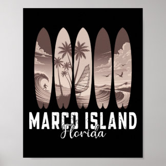 Marco Island Beach Florida Surfboard Men Women Sur Poster