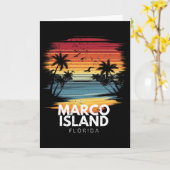 Marco Island Beach Florida Surfboard Surfing Vinta Kaart (Gele Bloem)