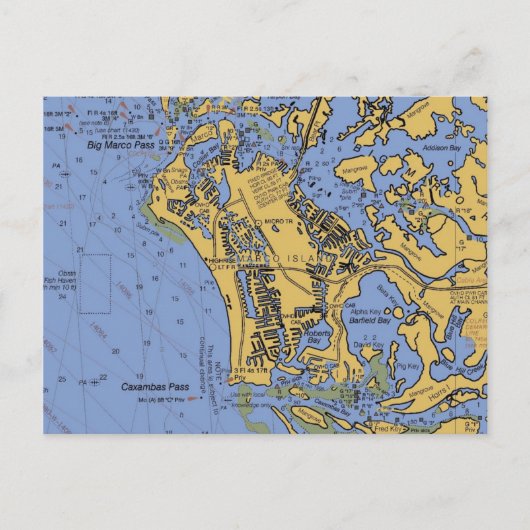 Marco Island, Florida Nautical Chart Briefkaart (Voorkant)