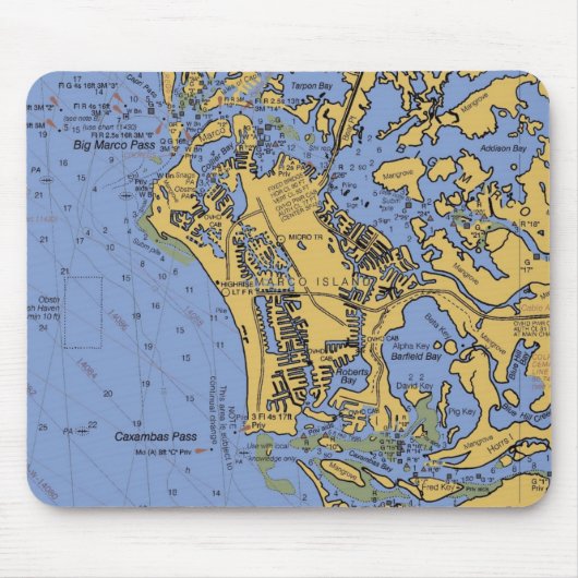 Marco Island, Florida Nautical Chart Mousepad Muismat (Voorkant)