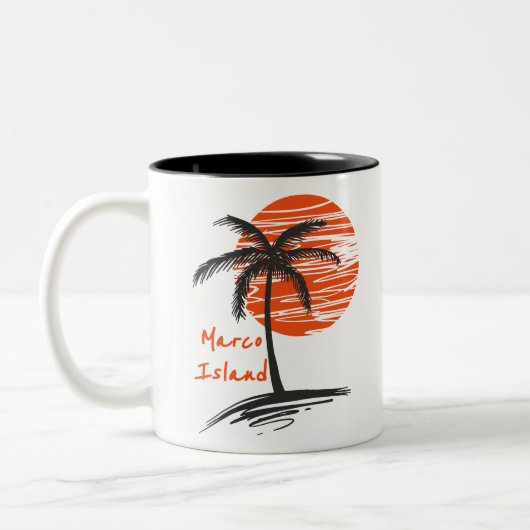 Marco Island Florida Palm Tree Tweekleurige Koffiemok (Links)