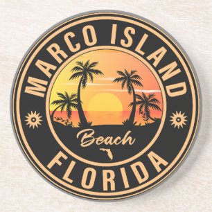 Marco Island Florida Palm Tree Vintage 60 s Zandsteen Onderzetter