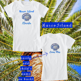 Marco Island Florida Pretty Mosaic Seashell Name T-shirt