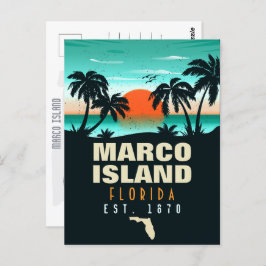 Marco Island Florida  Retro Sunset 80s Briefkaart