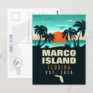 Marco Island Florida  Retro Sunset 80s Briefkaart