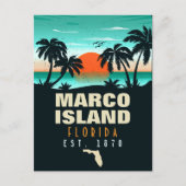 Marco Island Florida  Retro Sunset 80s Briefkaart (Voorkant)