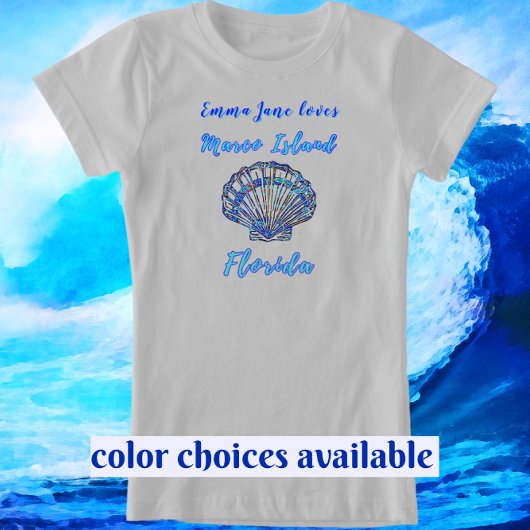 Marco Island Florida zeeschelp met naam T-shirt