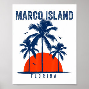 Marco Island Strand Florida Oceaan Surfen Surfplan Poster