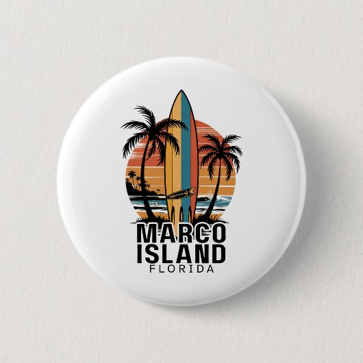 Marco Island-strand Florida Surfen Surfer _1 Ronde Button 5,7 Cm (Voorkant)