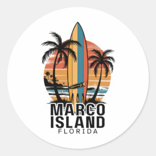 Marco Island Strand Florida Surfen Surfer _1 Ronde Sticker