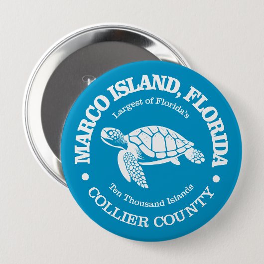 Marco Island (zeeen schildpad) Ronde Button 4,0 Cm (Voorkant /achterkant)