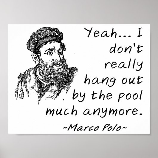 Marco Polo bij het Zwembad Grappige Poster (Voorkant)