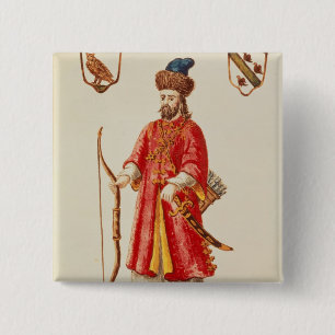 Marco Polo gekleed in Tartar costume Vierkante Button 5,1 Cm