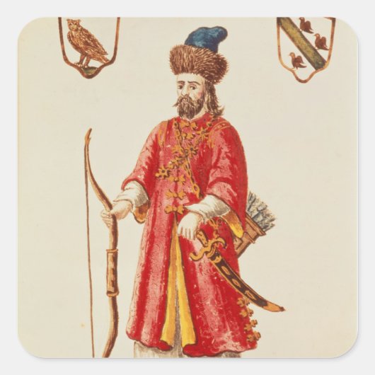Marco Polo gekleed in Tartar costume Vierkante Sticker (Voorkant)
