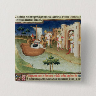 Marco Polo met olifanten en kamelen die aankomen Vierkante Button 5,1 Cm