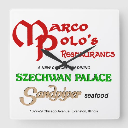 Marco Polo's Restaurants, Evanston, IL Vierkante Klok (Voorkant)