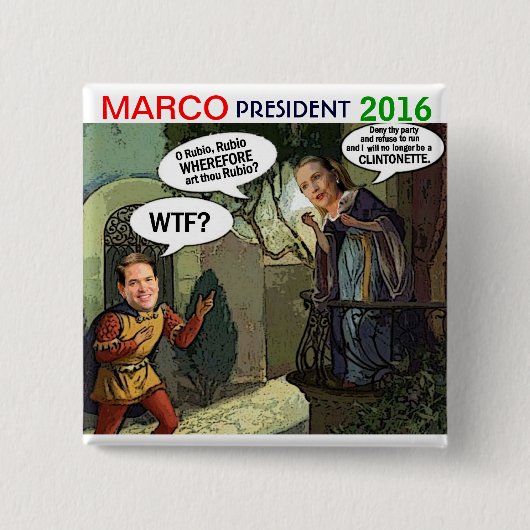 Marco Rubio voor President 2016 Vierkante Button 5,1 Cm (Voorkant)