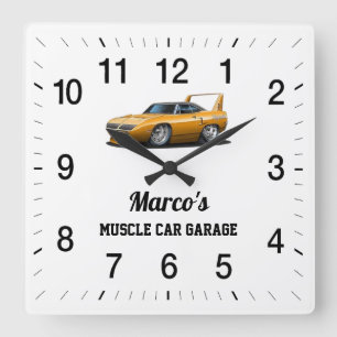 Marco's Muscle Car Garage Vierkante Klok