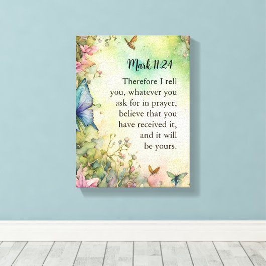 Marcus 11:24 Christelijke Waterverf Afbeelding Canvas Afdruk (Insitu (Houten vloer))