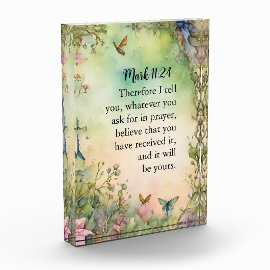 Marcus 11:24 Christelijke Waterverf Afbeelding Fotoblokken (Links)