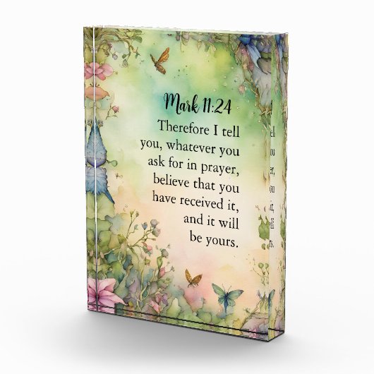 Marcus 11:24 Christelijke Waterverf Afbeelding Fotoblokken (Rechts)