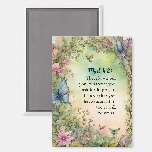 Marcus 11:24 Christelijke Waterverf Afbeelding Magneet (Voorkant / Achterkant)