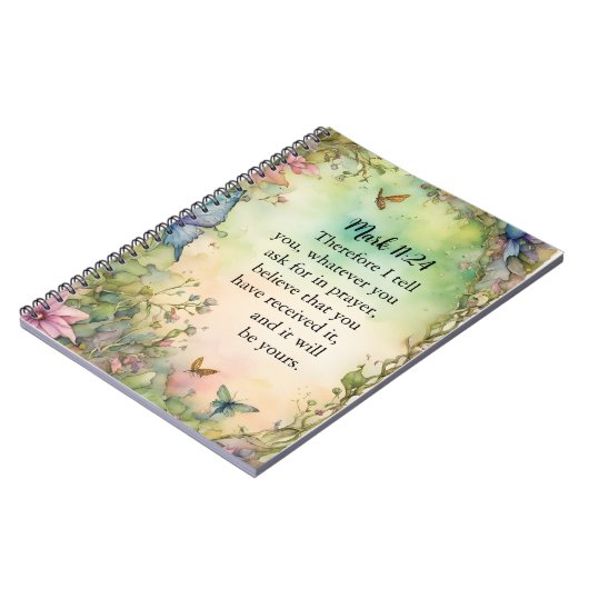 Marcus 11:24 Christelijke Waterverf Afbeelding Notitieboek (Linkerzijde)